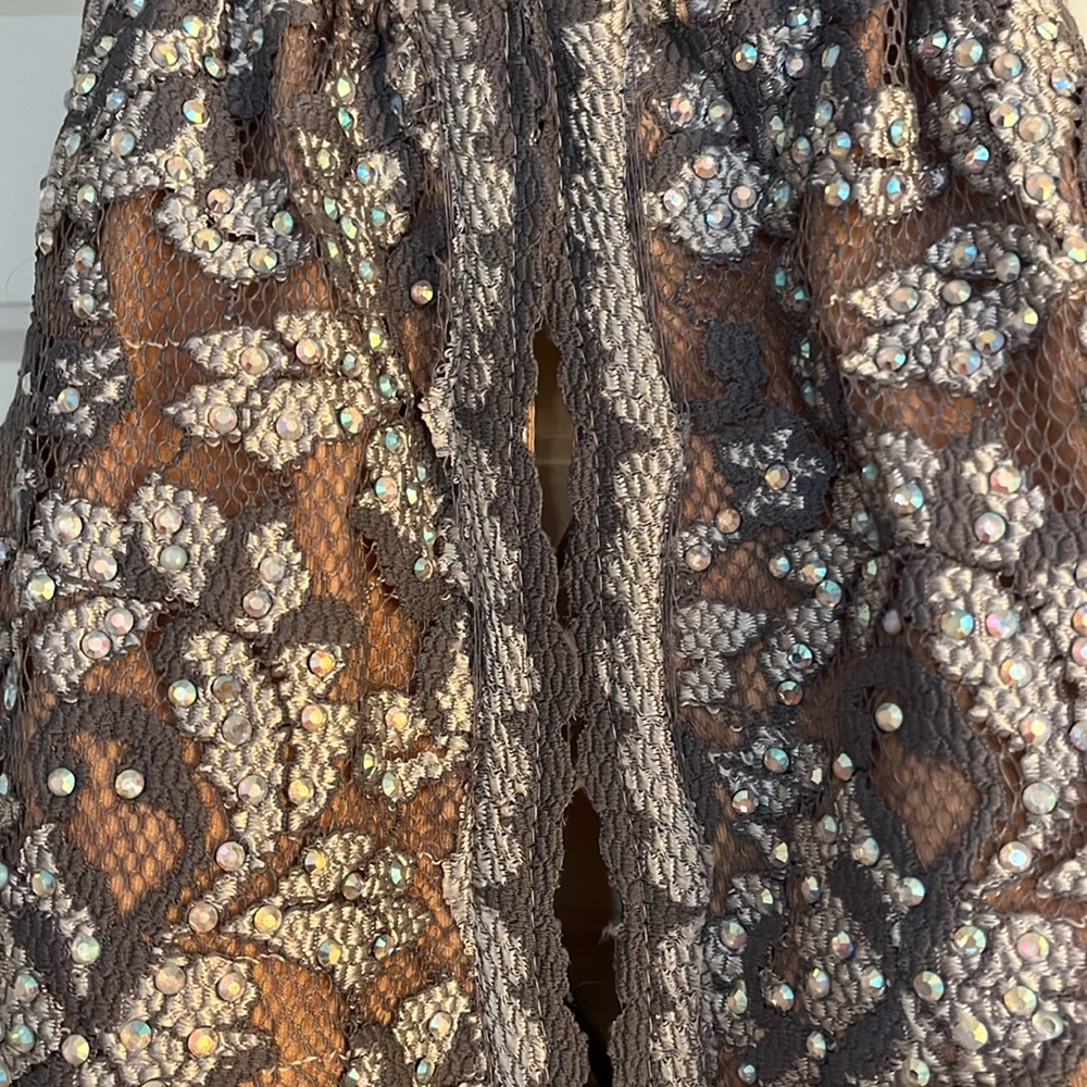 Jovani Silver and Brown Backless Dress - Picture 5 of 7